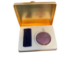 Vintage Estee Lauder Pink Swarovski Crystal Compact w/Velvet Pouch - Lucidity
